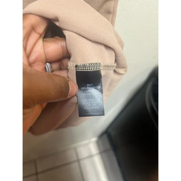 Lulus Shift and Shout Nude Color Shift Dress, Small Lined short sleeve zip back - Picture 6 of 8